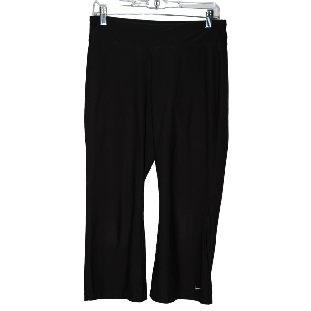 Nike Fit Dry Black Athletic Pull On Elastic Stretch Cropped Capri Leggings Sz M